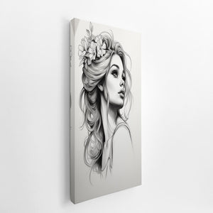 Beautiful Women Sketch canvas Print