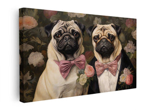Painting Of Two Pugs canvas Print
