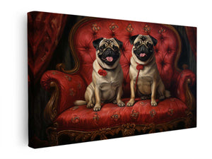 Pugs On Couch canvas Print