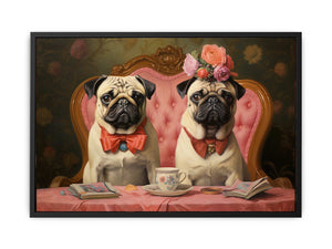 Painting Of Pugs canvas Print