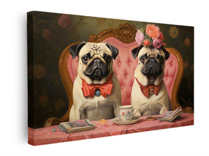 Painting Of Pugs canvas Print