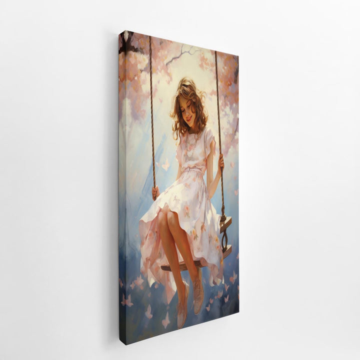 Beautiful Swinging Girl Painting  canvas Print
