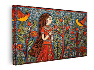 Madhubani Brids Painting canvas Print