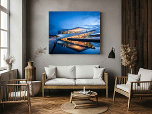 Nordic Reflection architecture photography canvas art for modern office or living room decor.