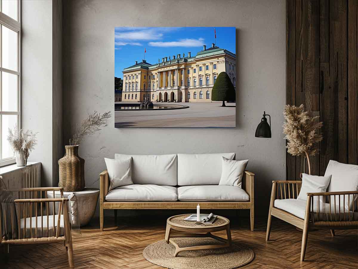Royal Oslo architectural photography canvas art for office or traditional living room decor.