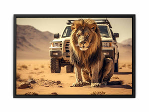 Big Lion In Desert Art canvas Print