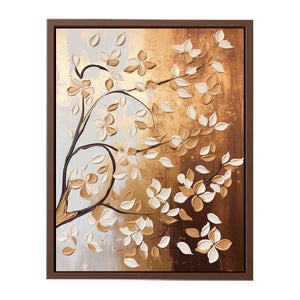 Neutral blossom branch canvas art for elegant bedroom and entryway decor.
