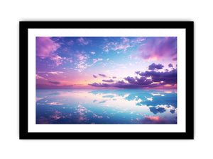 Pastel sky reflection canvas art for serene bedroom and coastal decor.
