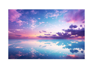 Pastel sky reflection canvas art for serene bedroom and coastal decor.