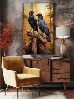 Two ravens forest canvas art canvas art for office decor.