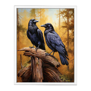 Two ravens forest canvas art canvas art for office decor.