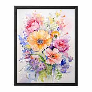 Watercolor Flowers Painting canvas Print
