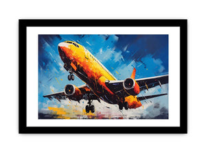 Bold yellow airplane canvas art for modern office or aviation room decor.