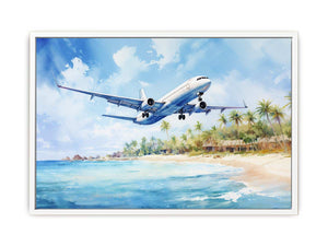 Airplane Over Beach Painting