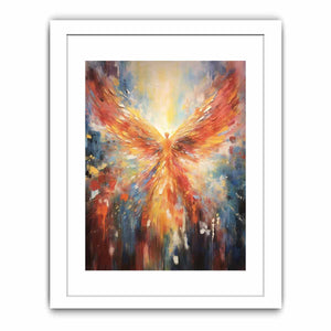 Fiery abstract angel wings canvas art for bold living room statement decor.