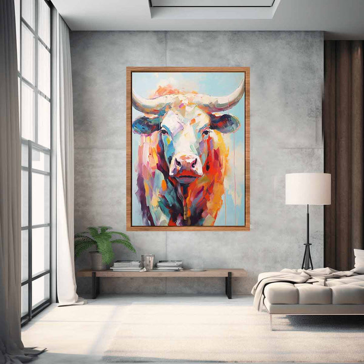 Modern Bull Framed Art  Print
