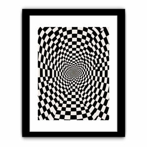 Black and white checkerboard illusion canvas art for modern office or hallway decor.