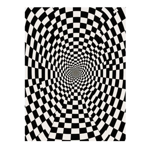 Black and white checkerboard illusion canvas art for modern office or hallway decor.