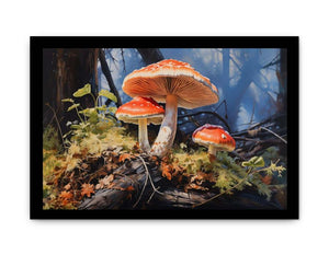 Forest Glow woodland watercolor canvas art for living room or reading nook decor.