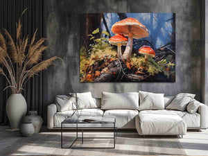 Forest Glow woodland watercolor canvas art for living room or reading nook decor.