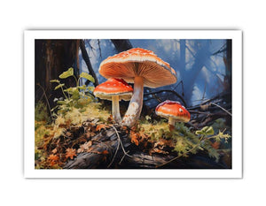 Forest Glow woodland watercolor canvas art for living room or reading nook decor.