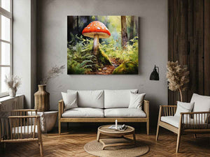 Woodland Solitude woodland watercolor canvas art for quiet bedroom or reading nook decor.