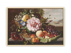 A Still Life With Flowers And Fruit Art Print