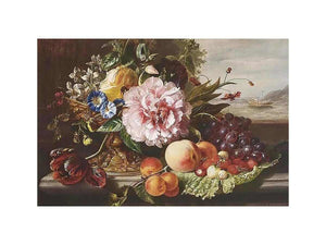 A Still Life With Flowers And Fruit by HELEN AUGUSTA HAMBURGER