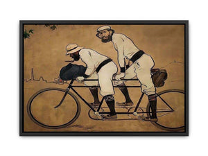 Self Portrait of Casas with Pere Romeu on a Tandem Canvas Print