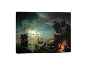 Night A Port in the Moonlight by Claude-joseph Vernet Painting