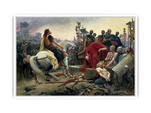 Vercingetorix throws down his arms at the feet of Julius Caesar Framed Print