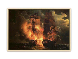 Battle Between the French Frigate Arethuse and the English Frigate Amelia Art Print