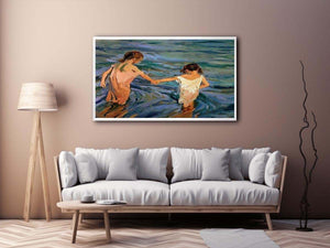 Children in the Sea by Joaquin Sorolla y Bastida Painting