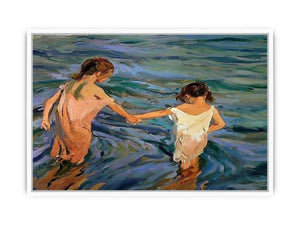 Children in the Sea by Joaquin Sorolla y Bastida Framed Print
