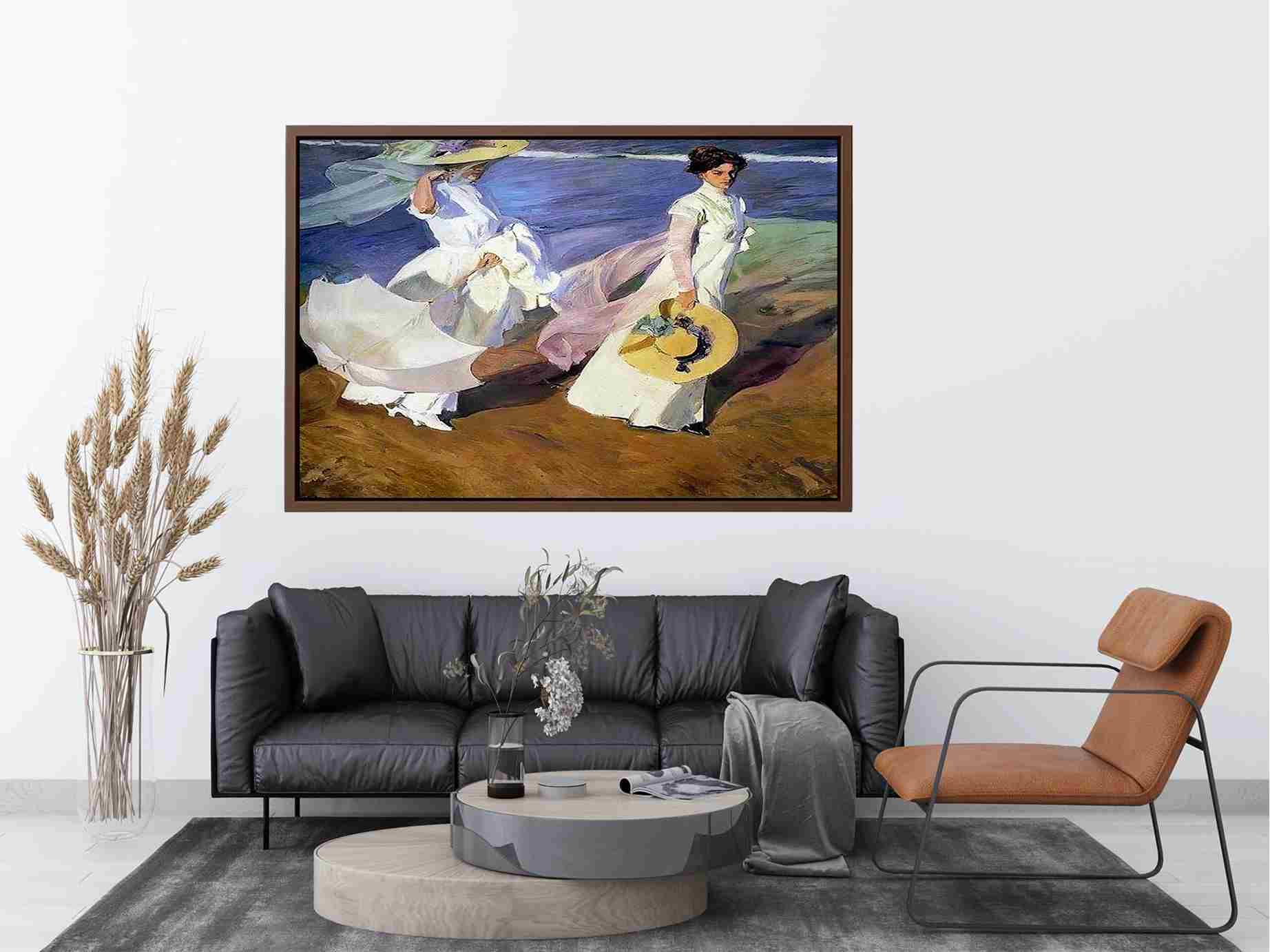 Strolling along the Seashore by Joaquin Sorolla y Bastida Painting