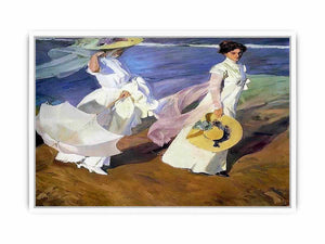 Strolling along the Seashore Framed Print