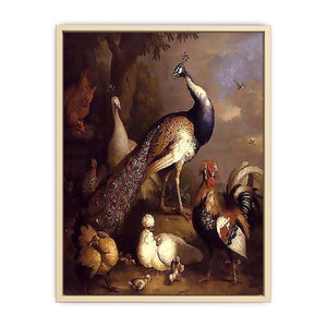 Peacock, Peahen and Poultry in a Landscape Art Print