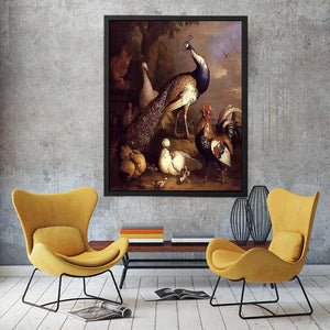 Peacock, Peahen and Poultry in a Landscape by Tobias Stranover Painting