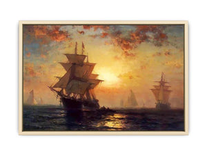 Ships at Night Art Print