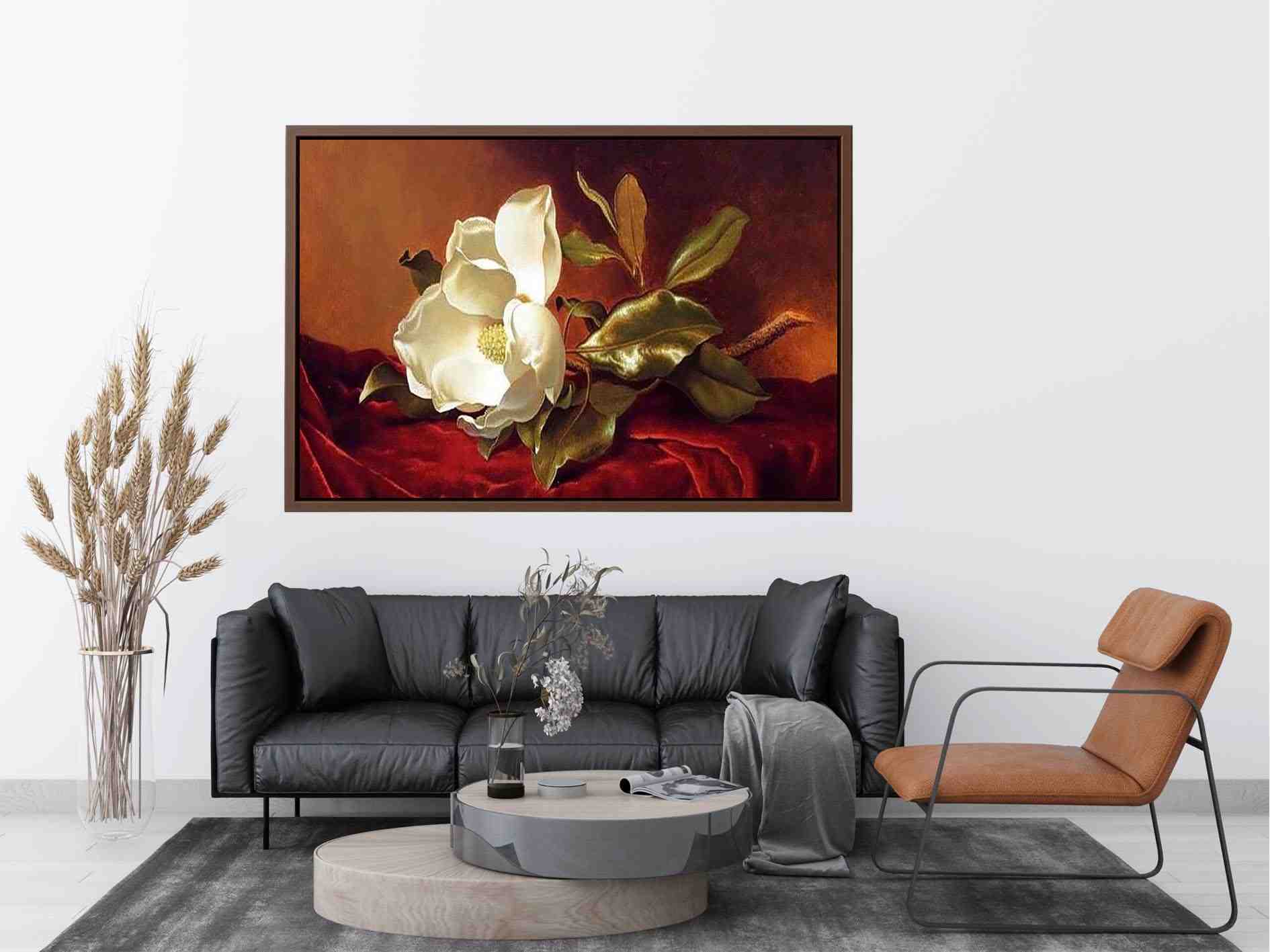 A Magnolia On Red Velvet by Martin Johnson Heade Painting