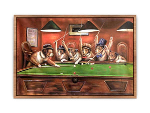Dogs Playing Pool Poster