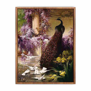 A Peacock and Doves in a Garden Poster