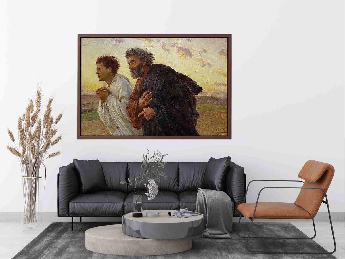 Peter and John Running to the Tomb by EUGENE BURNAND Painting