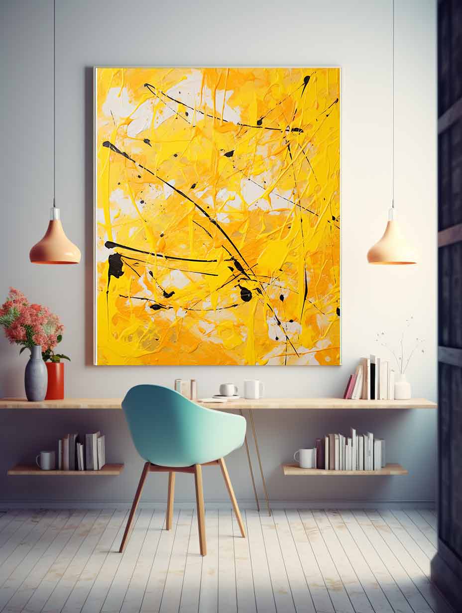 Painting Yellow Color Drips Painting