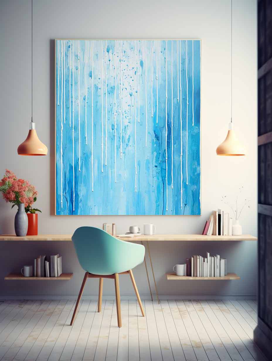 Blue Color Drip Art Painting
