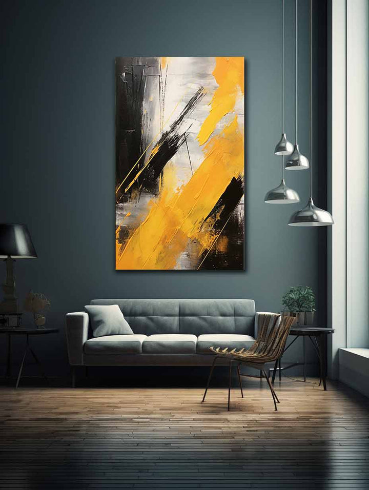 Yellow Black Abstract Painting 