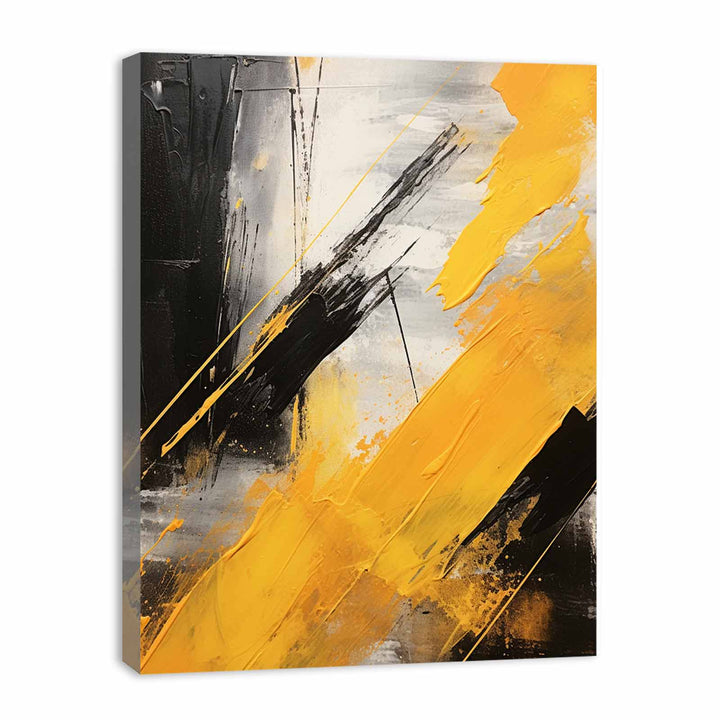 Yellow Black Abstract Painting 