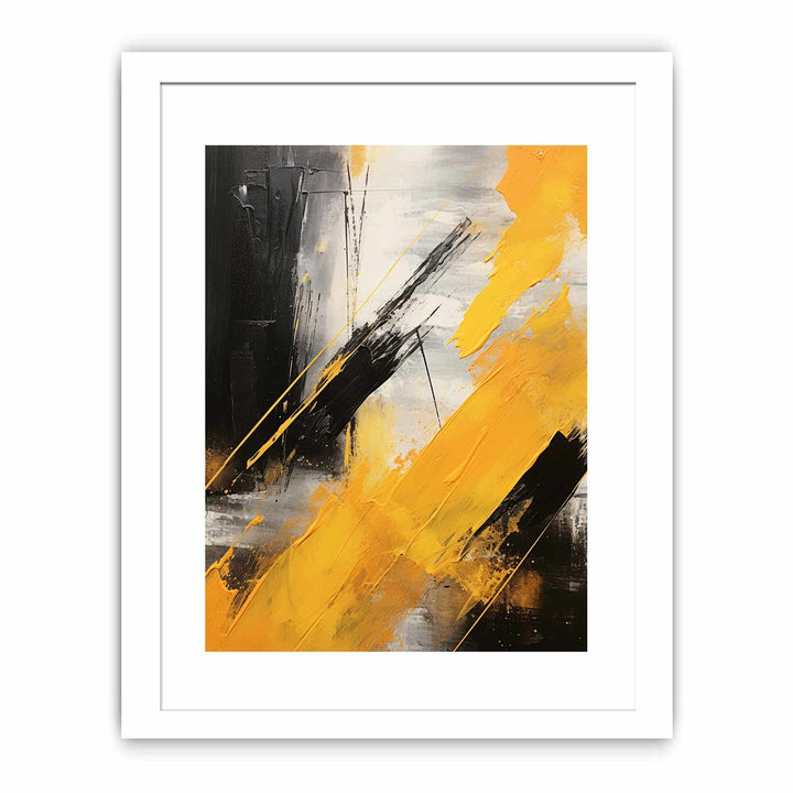 Yellow Black Abstract Painting  Poster