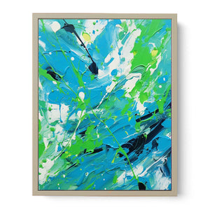 Green Blue Drip Painting Art Print