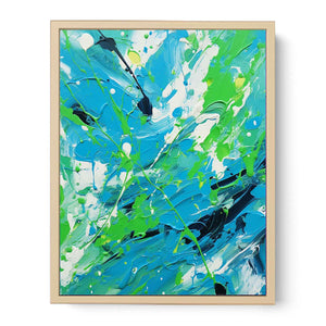 Green Blue Drip Painting Streched canvas